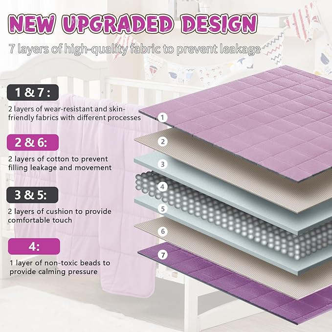 Purple Weighted Blanket Kids 7lbs, Cooling Heavy Throw Blanket - Image 7