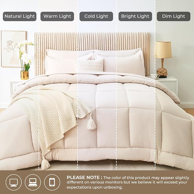 Sasttie Oversized Queen Comforter Set, 7 Pieces Extra Large Bed in a Bag - Image 7