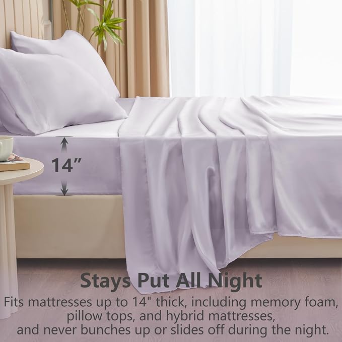 CozyLux Satin Sheets Queen Size Bed Set - Image 4