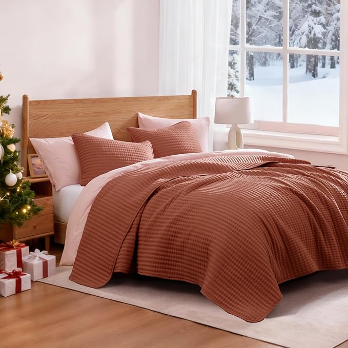 WRENSONGE Queen Quilt-3 Pieces Lightweight Autumn Leaf Fall Bedspreads Queen - Image 2