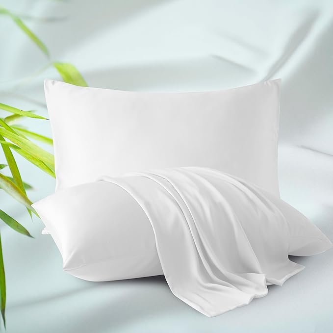 4-Pack Bamboo Viscose Zippered Pillow Cases Queen Size, 400 Thread Count by ZaizaiHome
