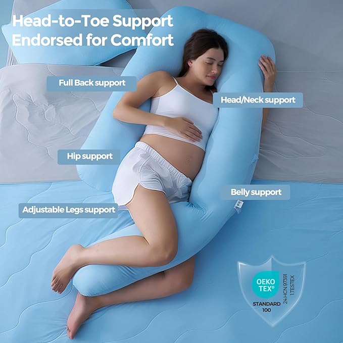Momcozy Pregnancy Pillow with Cooling Cover, Dreamlign U Pro Maternity Pillow - Image 3