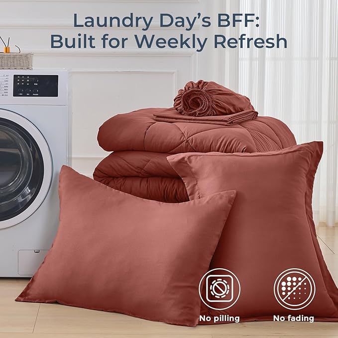 HEVUMYI Terracotta Twin-XL Comforter Set - Image 7