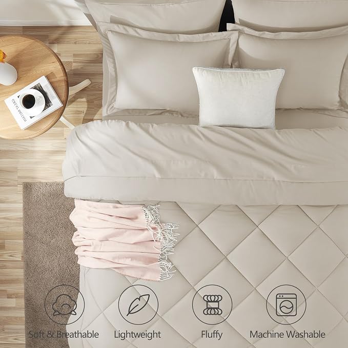 CozyLux Full Size Comforter Sets Beige - Image 2