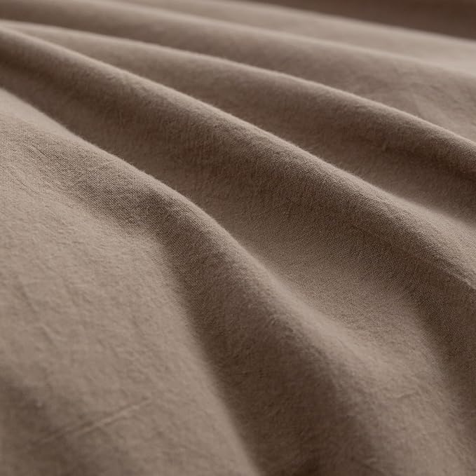 BESTOUCH Duvet Cover Set 100% Washed Cotton Linen Feel Super Soft Comfortable - Image 6