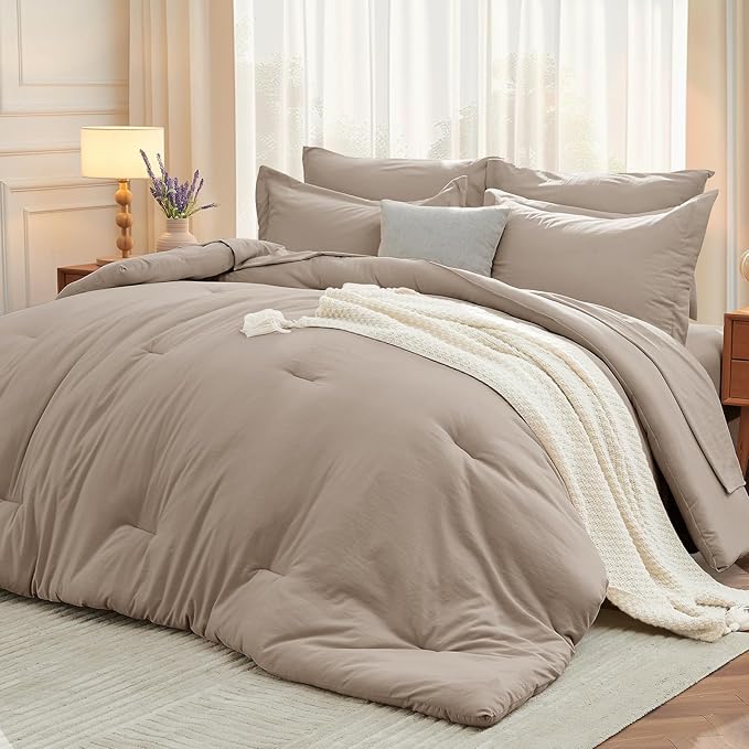 MUXHOMO 7 Pieces Full Comforter Set, Soft Bed in a Bag Full Size, All Season by MUXHOMO