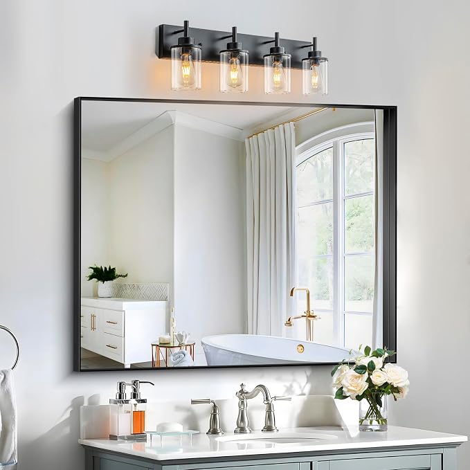 GoYeel Bathroom Light Fixtures Over Mirror, Matte Black Vanity Light 4 Light - Image 7