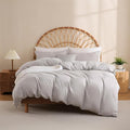 JSD Light Grey Duvet Cover Set Full Size, 3 Piece Duvet Cover by JSD