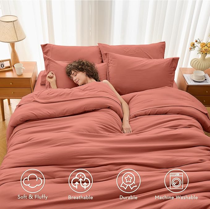 MUXHOMO 7 Pieces King Comforter Set, Soft Bed in a Bag King Size, All Season - Image 2