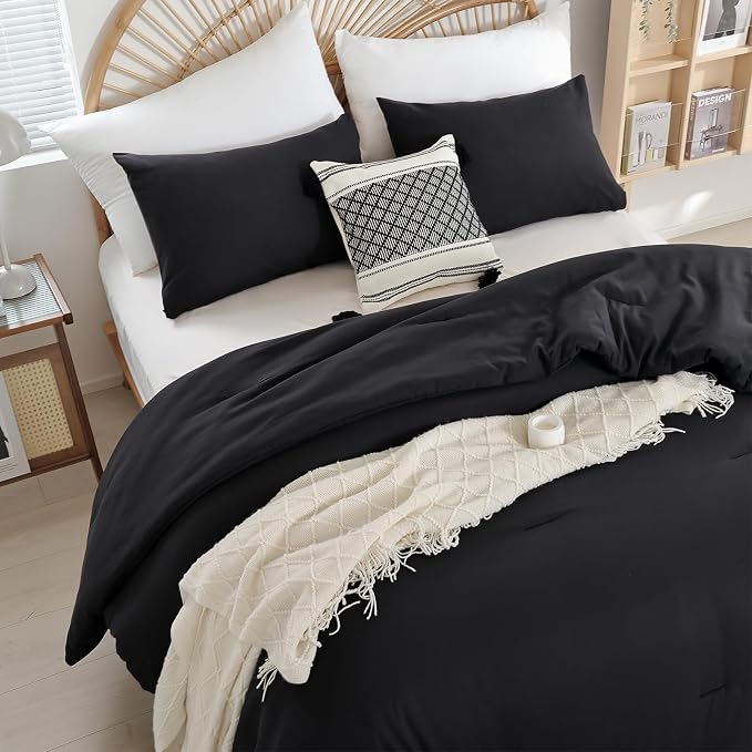 weigelia Full Size Comforter Sets Modern 3PCS Microfiber Black Comforter Full - Image 3