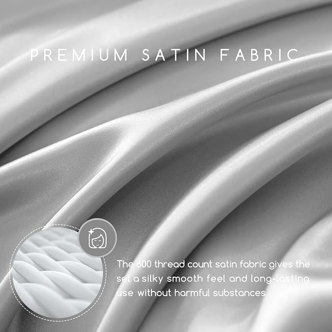 MR&HM Satin Bed Sheets, King Size Sheets Set - Image 3