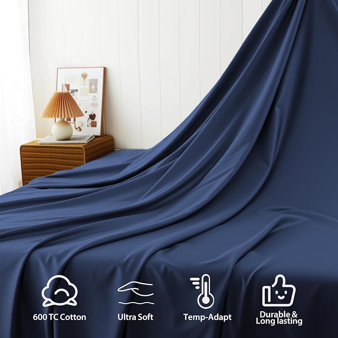 Cotton Flat Sheets Only, 600 TC 100% Cotton Flat Sheet Top Sheet Only, King - Image 4