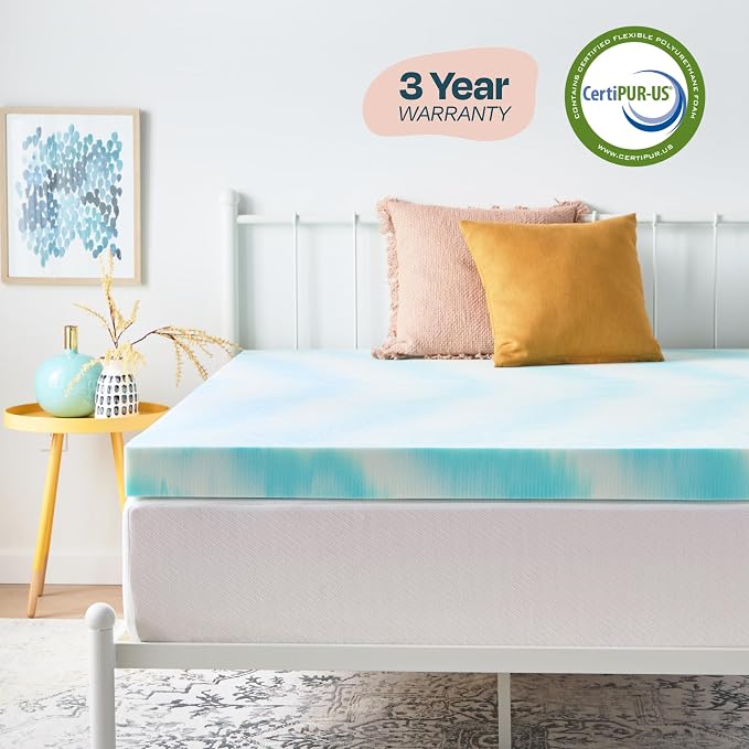 Linenspa 4 Inch Swirl Gel Memory Foam Mattress Topper, Queen Size – Cooling Gel - Image 6