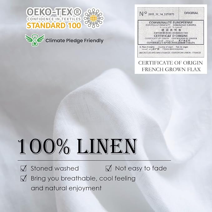Simple&Opulence 100% Washed Linen Duvet Cover Set 5pcs Basic Style Natural - Image 2