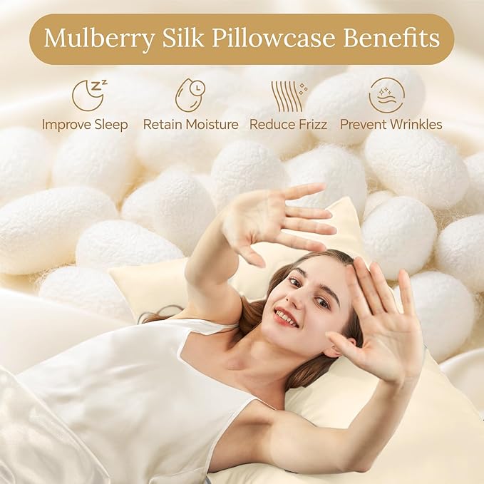 INFIIXSO Silk Pillow Cases 2 Pack Standard Size, Ultra Smooth & Soft Mulberry - Image 2