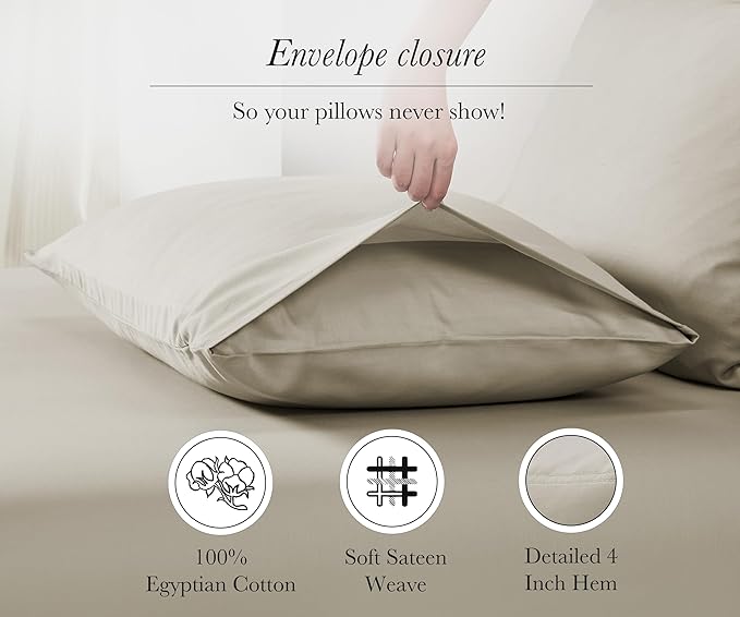 California Design Den 100% Egyptian Cotton Pillowcases Standard Size/Queen Size - Image 7