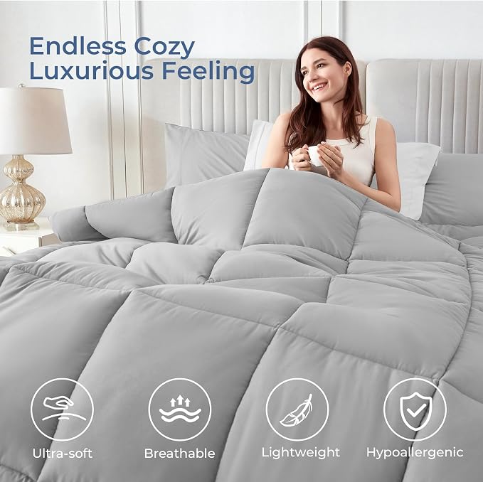 Sasttie California King Comforter Set, 7 Pieces Reversible Cal King Bed in a Bag - Image 2