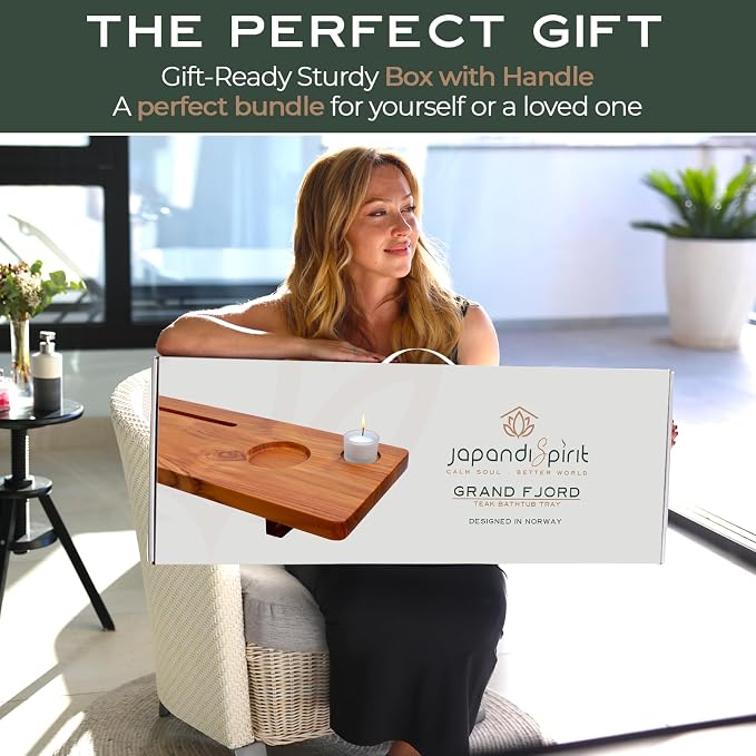 Teak Bathtub Tray for Tub 35” | Bath Tub Tray Wood for Large & Freestanding Tubs - Image 9