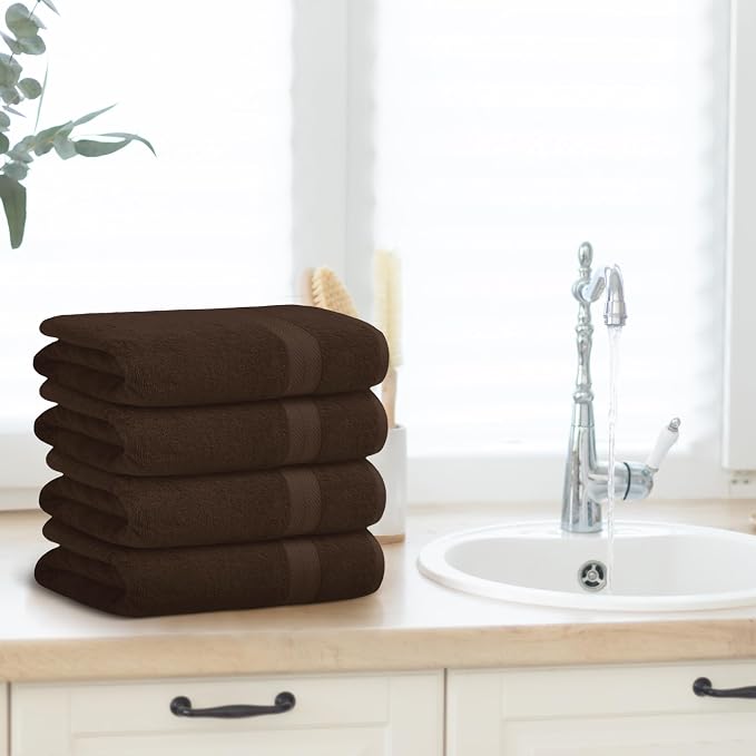 Avalon Towels Brown Bath Towels Set of 4 pcs, 100% Cotton Towel Absorbent and - Image 5