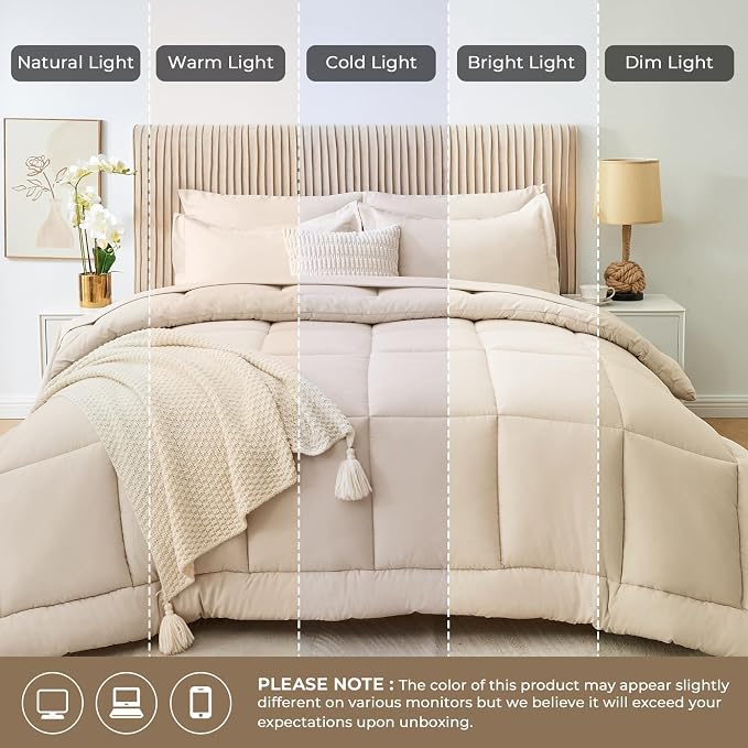 Sasttie Queen Comforter Set, Complete Bedding Set Includes Comforter, Flat Sheet - Image 8