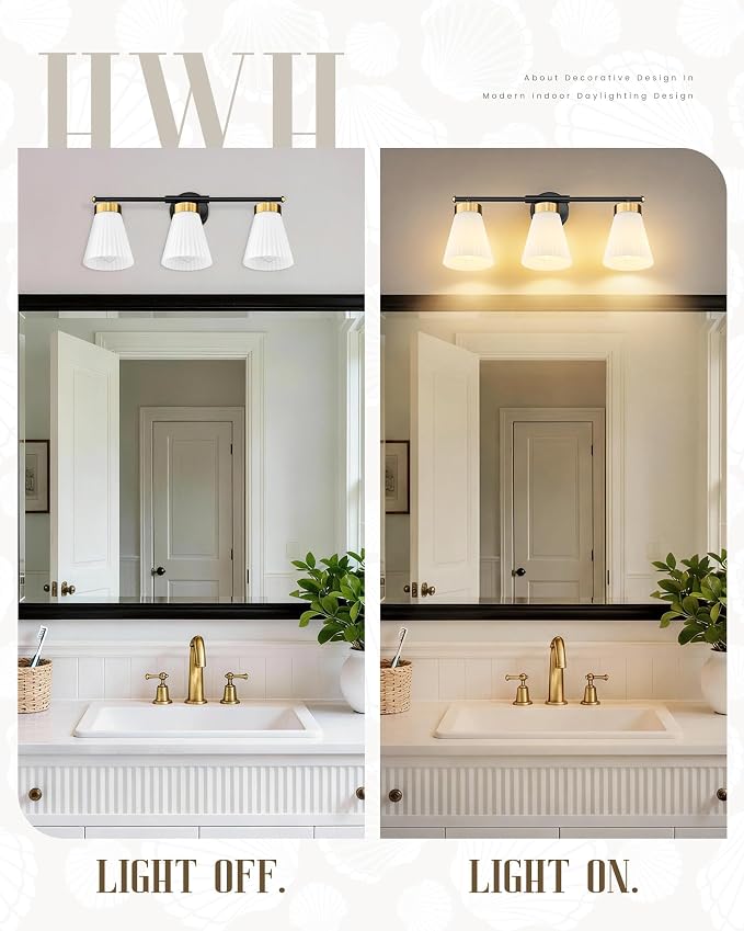 Bathroom Vanity Light, HWH 3-Light Wall Light Fixture - Image 4
