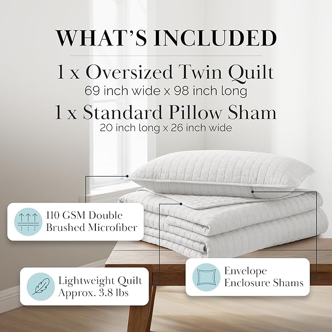 Southshore Fine Living, Inc. XL Twin Quilt Set, Microfiber Quilted Bedspread - Image 2