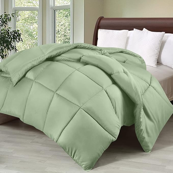 Utopia Bedding Twin Comforter Duvet Insert, Quilted Sage Green Comforter - Image 2