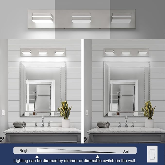 SineRise LED Modern Bathroom Vanity Light Fixtures, Brushed Nickel Modern - Image 5