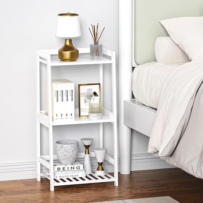 POXAKA 3 Tier Bamboo Bathroom Shelves, Ladder Shelf - Image 5