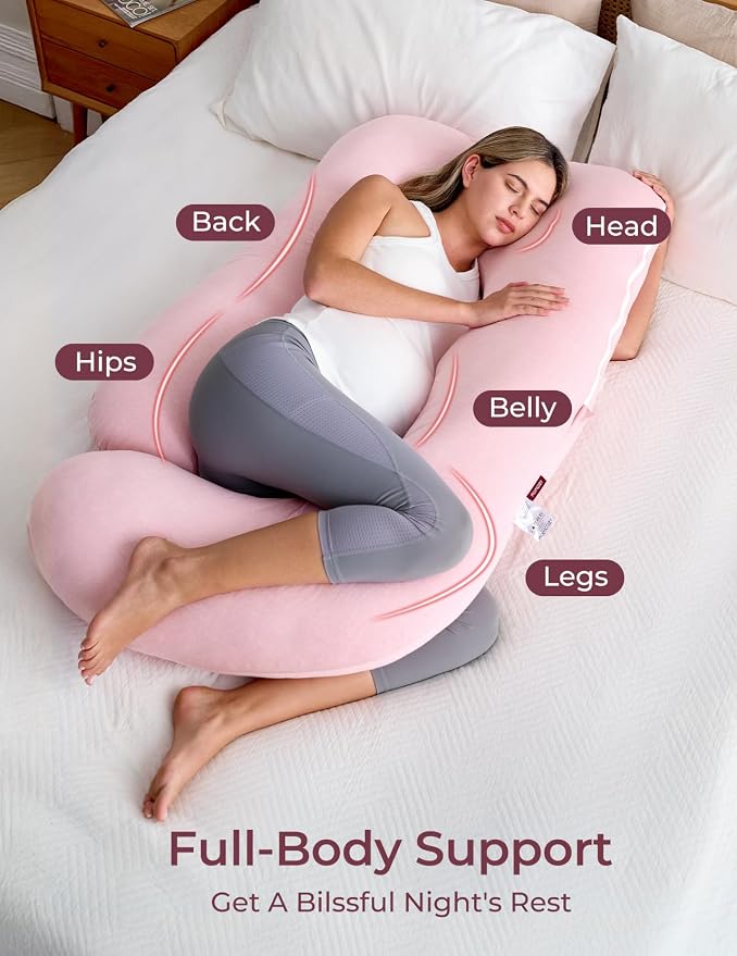 Momcozy Pregnancy Pillows for Sleeping, U Shaped Full Body Maternity Pillow for - Image 4