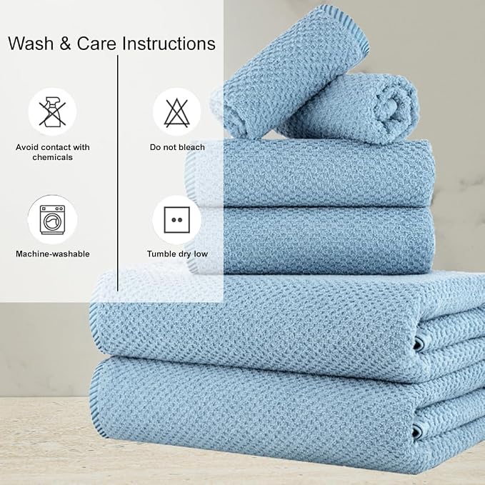 CASA COPENHAGEN Popcorn 6Pcs 100% Egyptian Cotton Large Designer Towels Gift - Image 4
