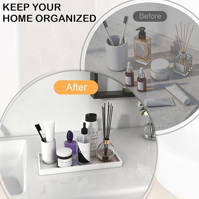 Bathroom Vanity Tray, Silicone 11.8 x 5 Inch Bathroom Counter Tray Decor - Image 4