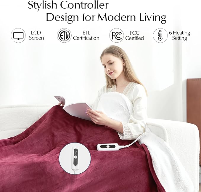 SNUGSUN Electric Heated Blanket Twin Size, Soft and Cozy Thickened Flannel and - Image 2