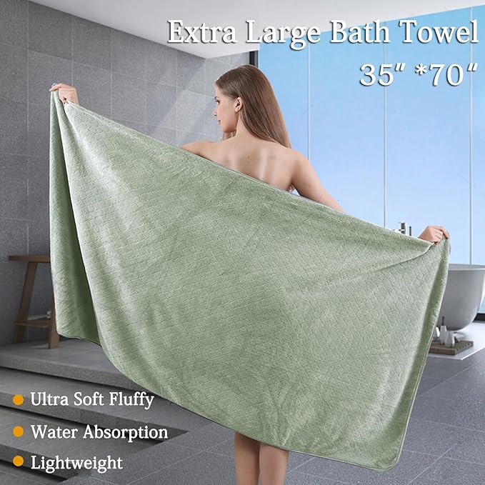 8-Piece Green Bath Towels Set, 2 Oversized Large Bath Towels Sheet, 2 Hand - Image 2