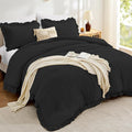 FUANNA Full Size Comforter Sets Black, 3 Pieces Ruffle Full Size Bedding Sets by FUANNA