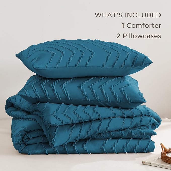 Andency Teal Comforter Set Queen Size, Boho Soft Warm Tufted Bedding Comforter - Image 6