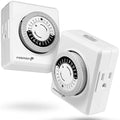 Fosmon Outlet Timers for Electrical Outlets, 24-Hour Dual Plug in Light Timers by Fosmon