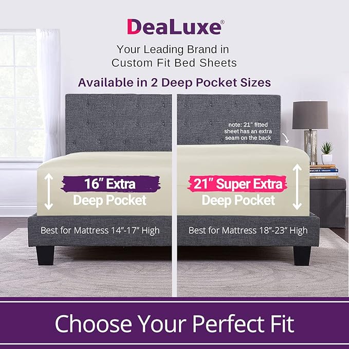 DeaLuxe Deep Pocket Queen Fitted Sheet – 17” - Image 2