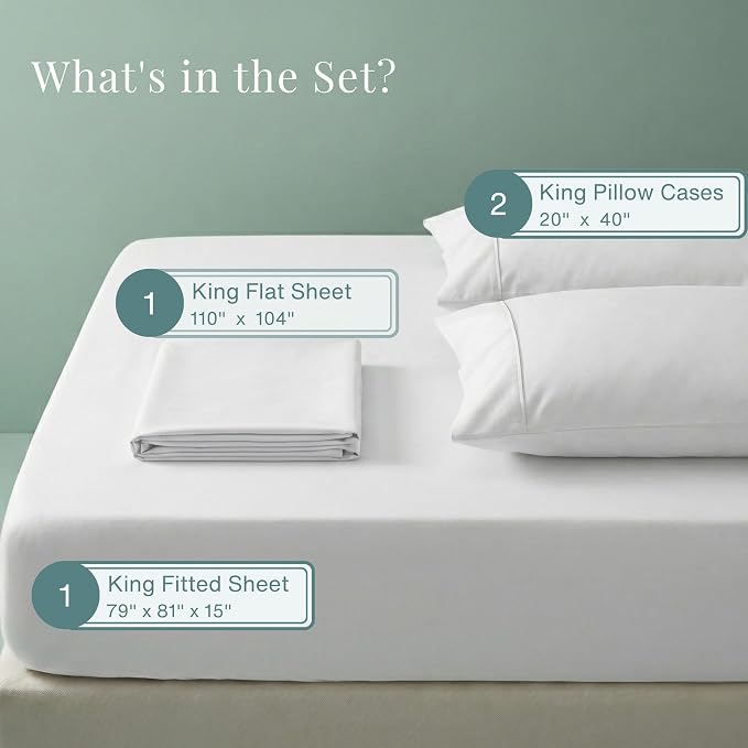 100% Egyptian Cotton Sheets King Size Sheets Set - Image 2