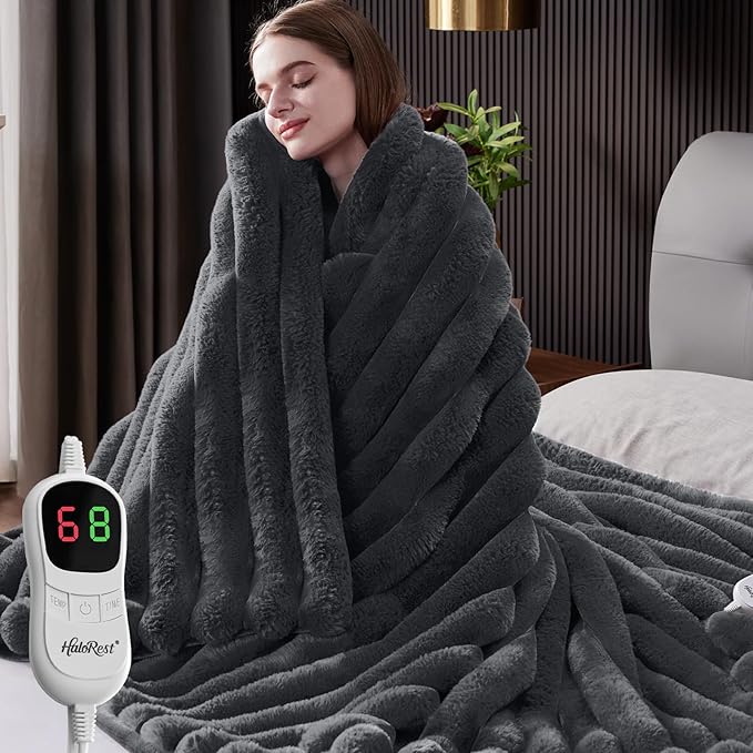 Heated Blanket Twin Size, Faux Fur Cozy Heating Blanket by Unknown