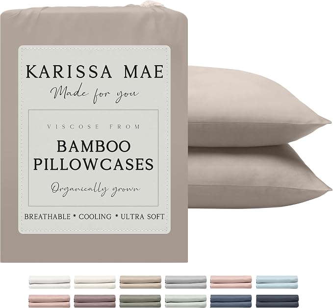 Karissa Mae Cooling Bamboo Viscose Queen Size Pillowcase Set | 100% FSC by KARISSAMAE