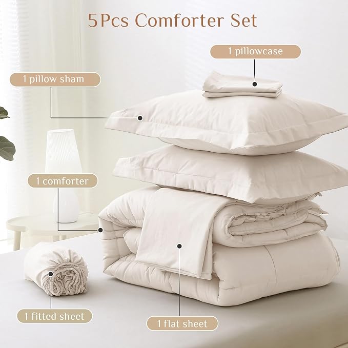 JOLLYVOGUE Twin XL Comforter Set, Ultra-Soft Bed in a Bag Twin XL Size 5 Pieces - Image 5