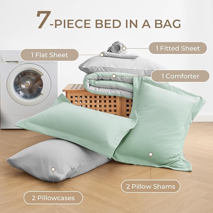 Sasttie King Size Comforter Set, 7 Pieces Bed in a Bag King, Complete Bedding - Image 6