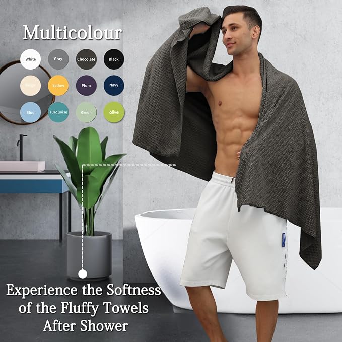 8-Piece Dark Coffee Bath Towels Set, 2 Oversized Large Bath Towels Sheet - Image 5