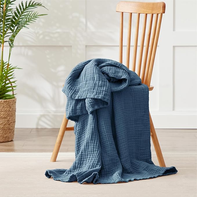 100% Cotton Muslin Blanket 50" x 60", Breathable and Lightweight Cotton Throw - Image 2