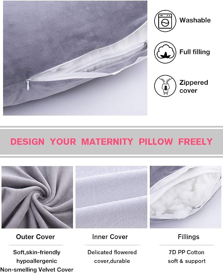 AS AWESLING Pregnancy Pillow, U Shaped Full Body Pillow, Support and Maternity - Image 3