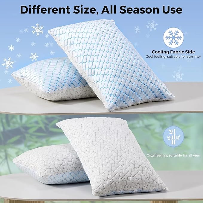 puredown® King Size Pillows Set of 2, Shredded Memory Foam Pillows, Cooling - Image 2