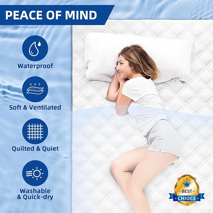 MEELUS Padded Queen Mattress Protector, Breathable Waterproof Mattress Pad - Image 8