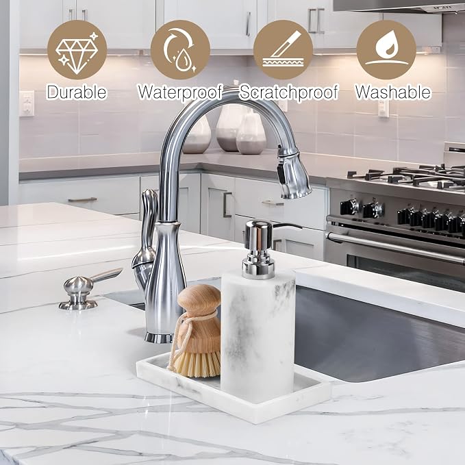 Luxspire Bathroom Vanity Tray, 8 x 4 inch Resin Kitchen Sink Tray - Image 2