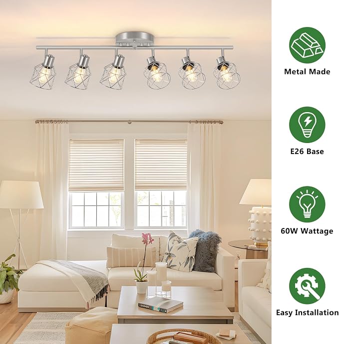 Baocuz 6-Light Brushed Nickel Multi-Directional Semi Flush Mount Ceiling Light - Image 3